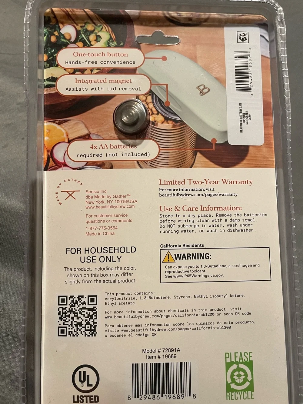 Beautiful Hands-Free Automatic Can Opener in Cream